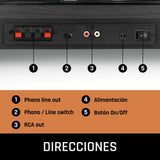 Lenco LS-300 - Giradiscos Hi-Fi con Bluetooth - Con altavoces externos 2 x 10 W RMS - Transmisión por correa - Apagado automático - Carcasa MDF - Negro