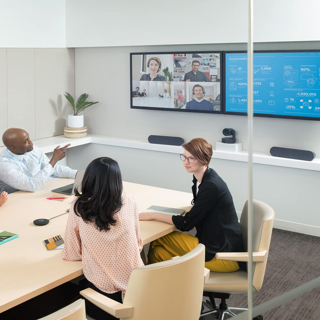 Logitech Rally Plus Sistema de Video Conferencia Group Video conferencing System 16 Personas(s) ethernet - Sistema de videoconferencia (4k Ultra HD, 15x, 720p, 1080p, 1440p, 60 pps, 4, 5 m, -27 db).