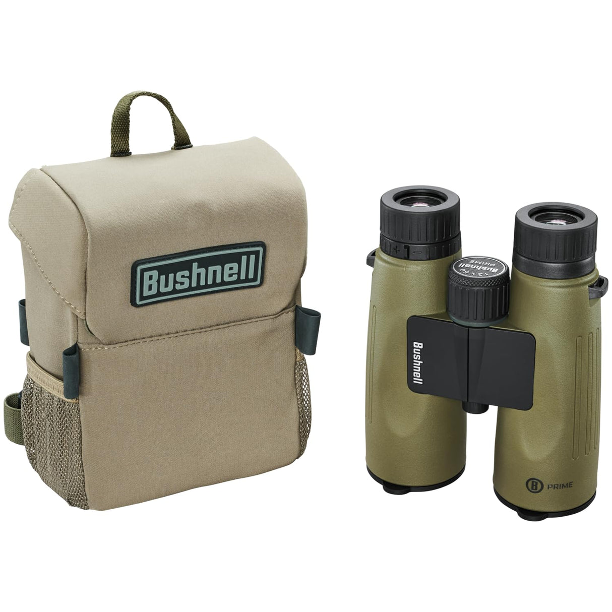 Bushnell Prime - Binocular de 12 x 50 Pulgadas y bóveda Bino Caddy Paquete Combinado, prismáticos de Caza Impermeables con Bolsa Binocular Resistente para Caza, observación de Aves y Senderismo
