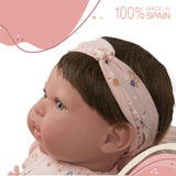 ARIAS - Muñeca Reborn Esther de 45 cm con Manta y Peluche, Bebé Realista con Ropita Rosa, Chupete y Chupetero, Extremidades de Vinyl y Cuerpo Blando, Juguete para Niños y Niñas +3 años (ARI98083)