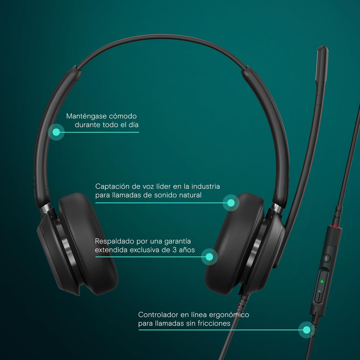 EPOS Impact 760 Auriculares USB-C y USB-A con Micrófono y Cancelación de Ruido, para Oficina y Negocios