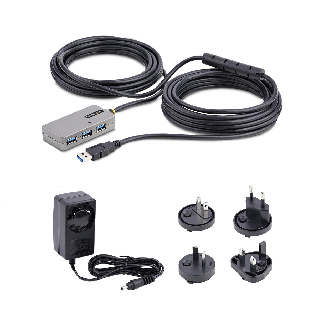 StarTech.com Hub Extensor USB - Cable USB 3.0 de 10m con Hub USB-A de 4 Puertos - Repetidor USB Activo Alimentado por el Bus - con Fuente de 20W - con Protección ESD Nivel 2 (U01043-USB-EXTENDER)