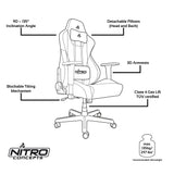 NITRO CONCEPTS Silla, Piel sintética de Poliuretano, Radiant White, 56 x 57 x 140 cm