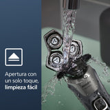 Philips Serie 5000 Afeitadora Eléctrica Hombre, Máquina de Afeitar Barba con Recortadora, 45 cuchillas, Cuida la piel, 60min de uso, En Seco y Húmedo, Recargable, Base Carga, S5887/13, Gris
