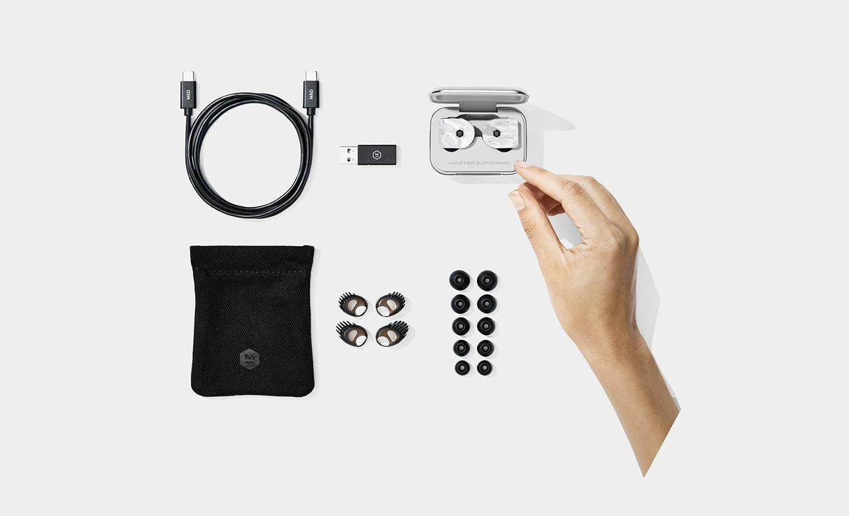 Master & Dynamic MW07 True Wireless - Auricular inalámbrico, Color white marbel