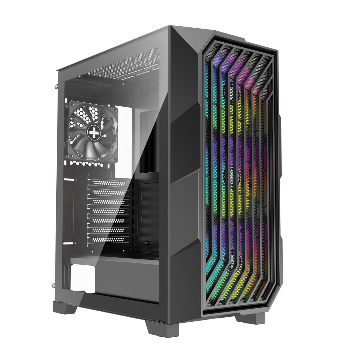 Xilence Xilent Breeze II X812.ARGB - Carcasa para Ordenador de Videojuegos (3 Ventiladores ARGB de 120 mm, 1 Ventilador PWM de 120 mm, Carcasa para Torre ATX, Panel Lateral de Cristal, Elegante Malla