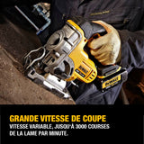 DEWALT DCS331N-XJ - Sierra de Calar XR 18V, Velocidad Variable 0-3000 cpm, Corte en Madera 135 mm, Metal 10 mm, Acción Pendular, Cambio Rápido de Hoja, Base Ajustable, Sin Batería ni Cargador