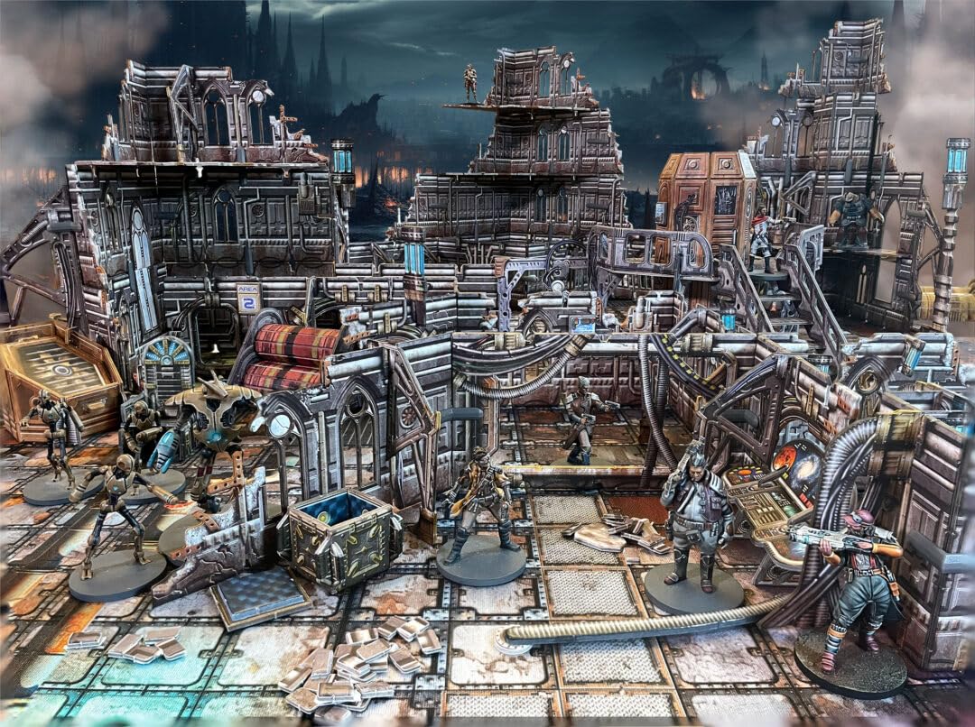 Battle Systems Terreno de Ciencia ficción - Terreno Espacial Modular 3D de 28 mm Juegos de Guerra y Juegos de rol - Modelos de construcción de Varios Niveles Impresos a Todo Color 3D