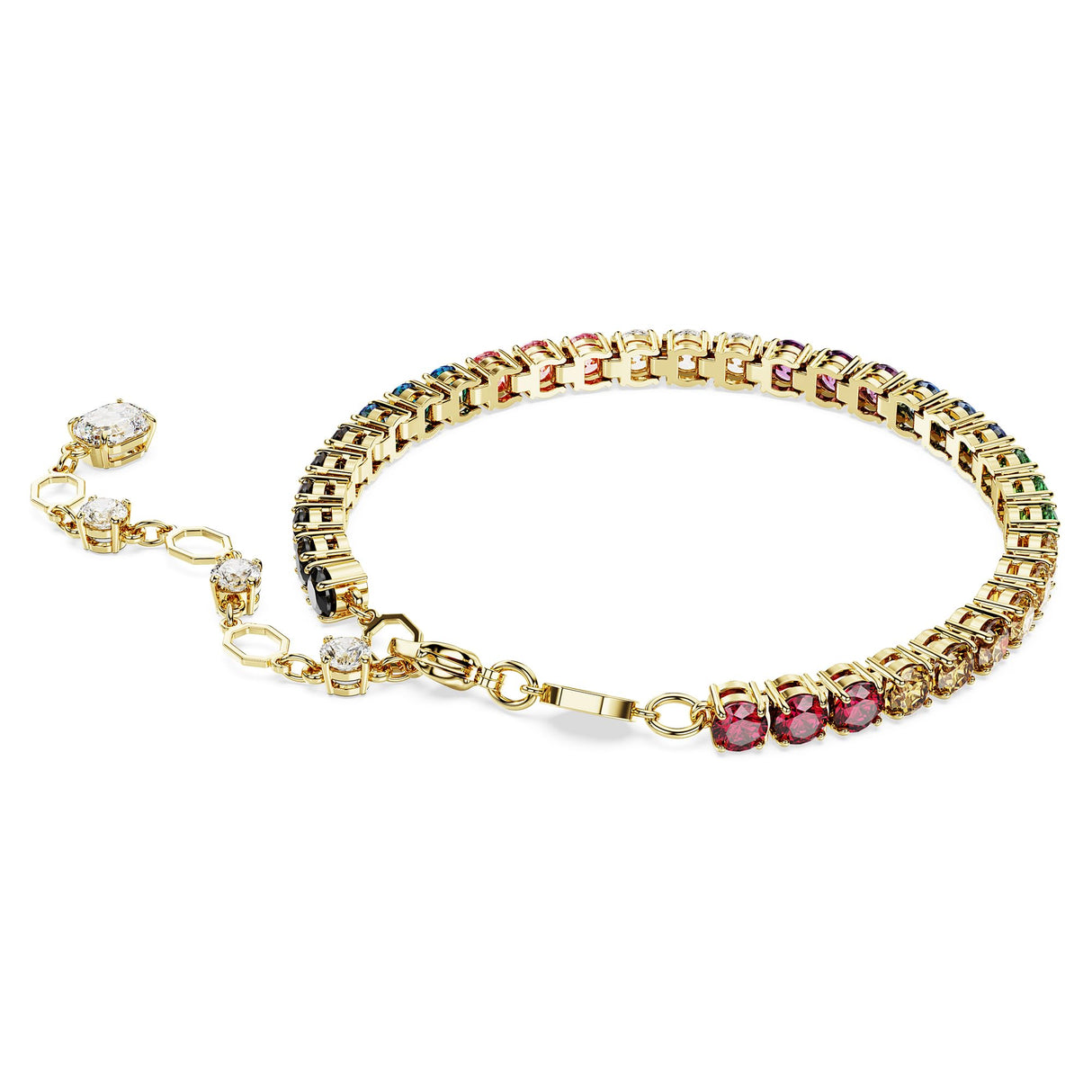 Swarovski Pulsera Tennis Matrix, Talla redonda, Multicolor, Baño tono oro
