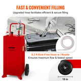 VEVOR Tanque de combustible 30 galones con 2 ruedas bomba de transferencia manual contenedor de combustible diesel de gasolina para automóviles, cortadoras de césped, vehículos, barcos, rojo