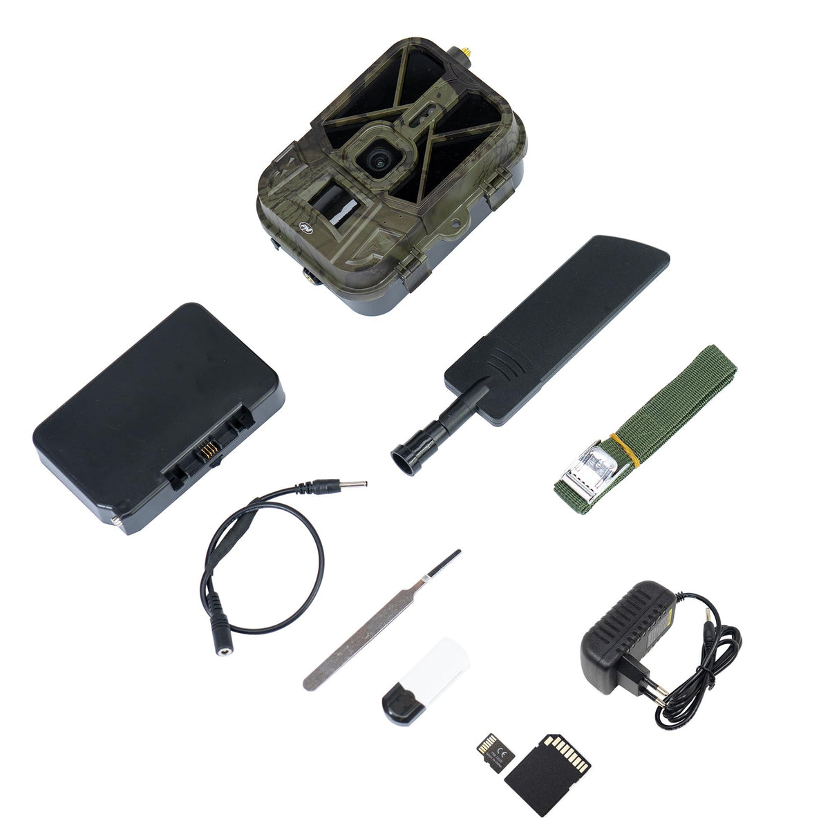 PNI Paquete de cámara de Caza Hunting 550C Internet 4G LTE, Acceso Mediante aplicación Tuya, batería + Tarjeta de Memoria MicroSD 32 GB con Adaptador SD