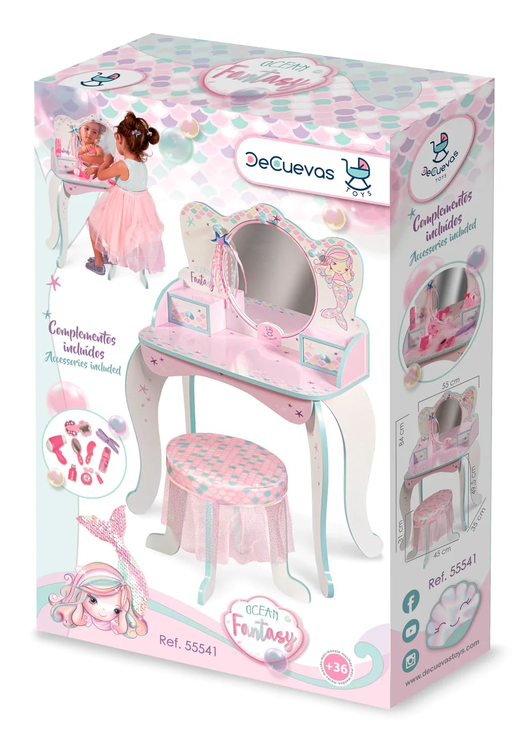 DE CUEVAS TOYS- Tocador de Madera Ocean Fantasy DeCuevas Toys 55541, Multicolor