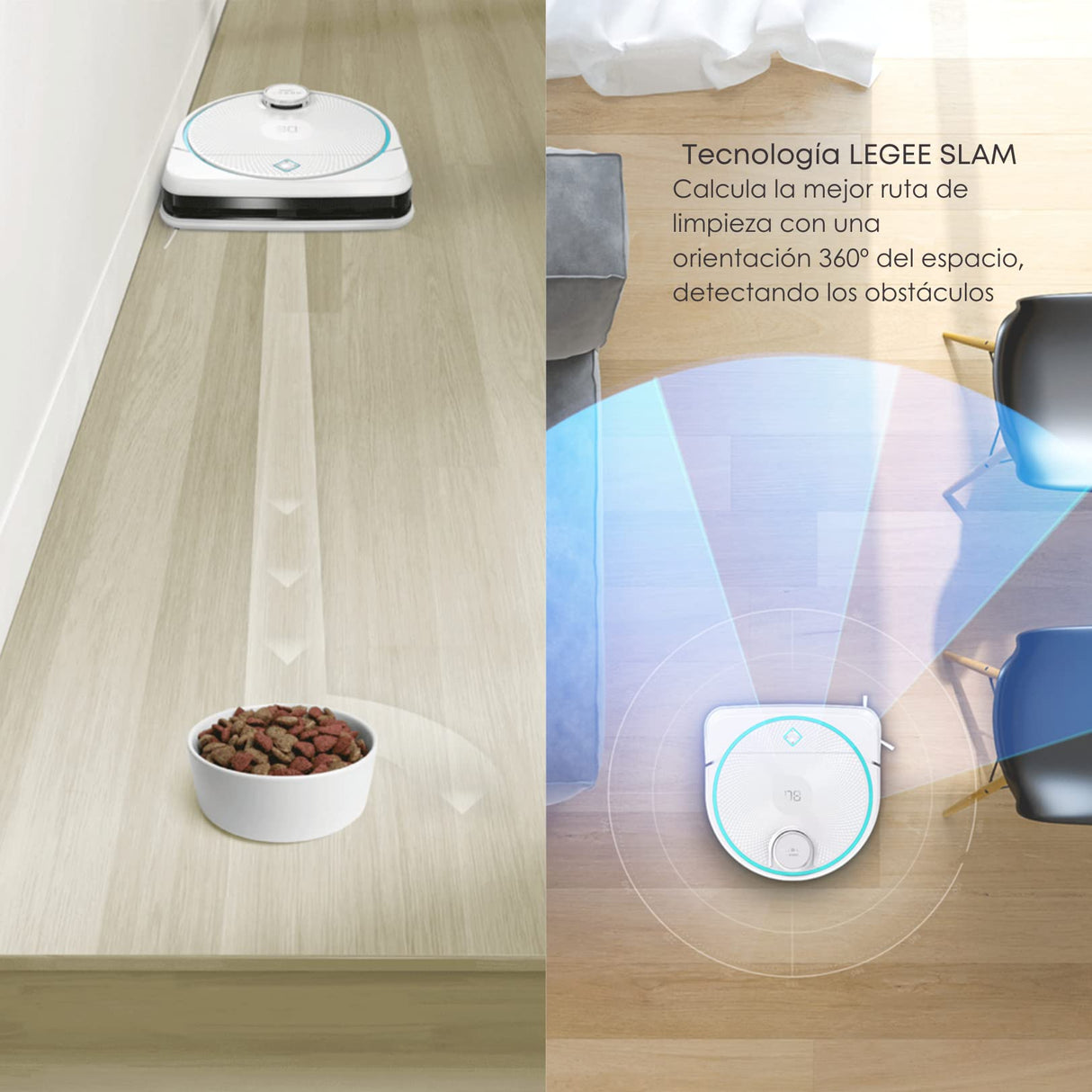 SMARTBOT Robot Aspirador y Fregasuelos - 4 en 1 Aspirador - Friegasuelos - Barre - Pasa la Mopa - Fregasuelos 1.300 Veces/min - Robot Friegasuelos 3 años garantía HOBOT LEGEE-D8 Eco Compactor
