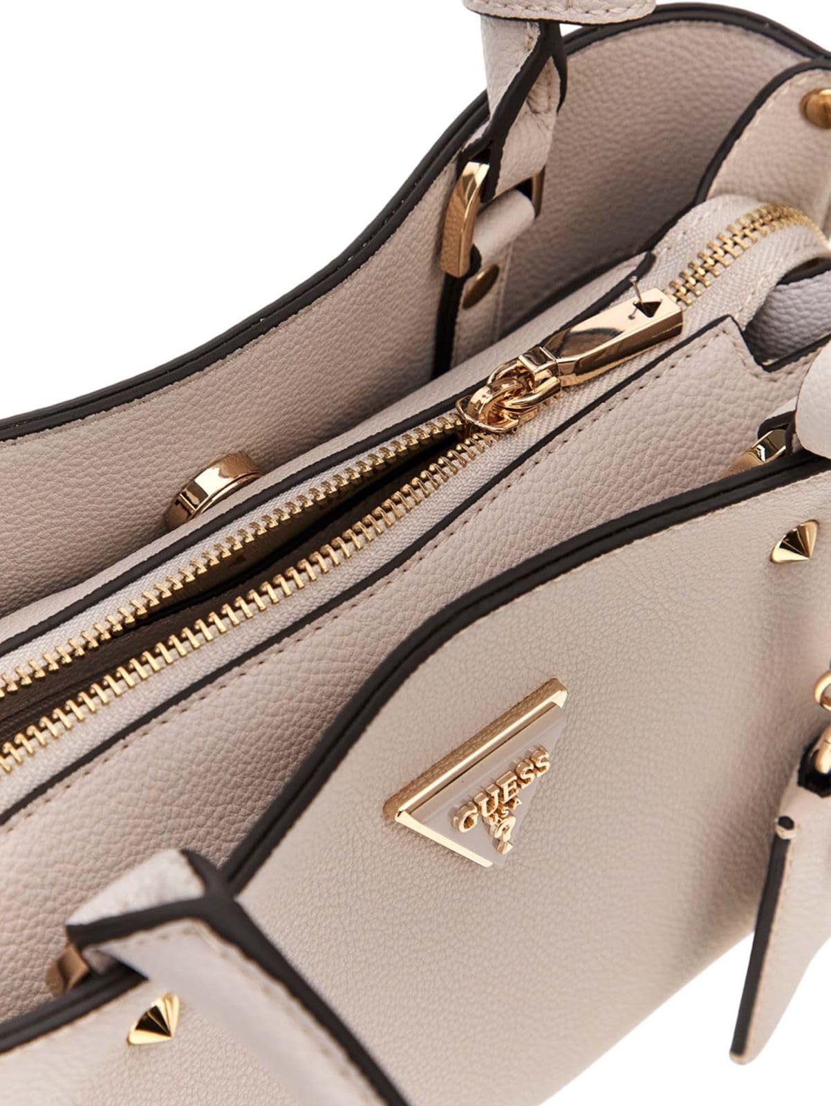 GUESS Meridian Shoulder Satchel, Hand Bag Women, Beige, One Size