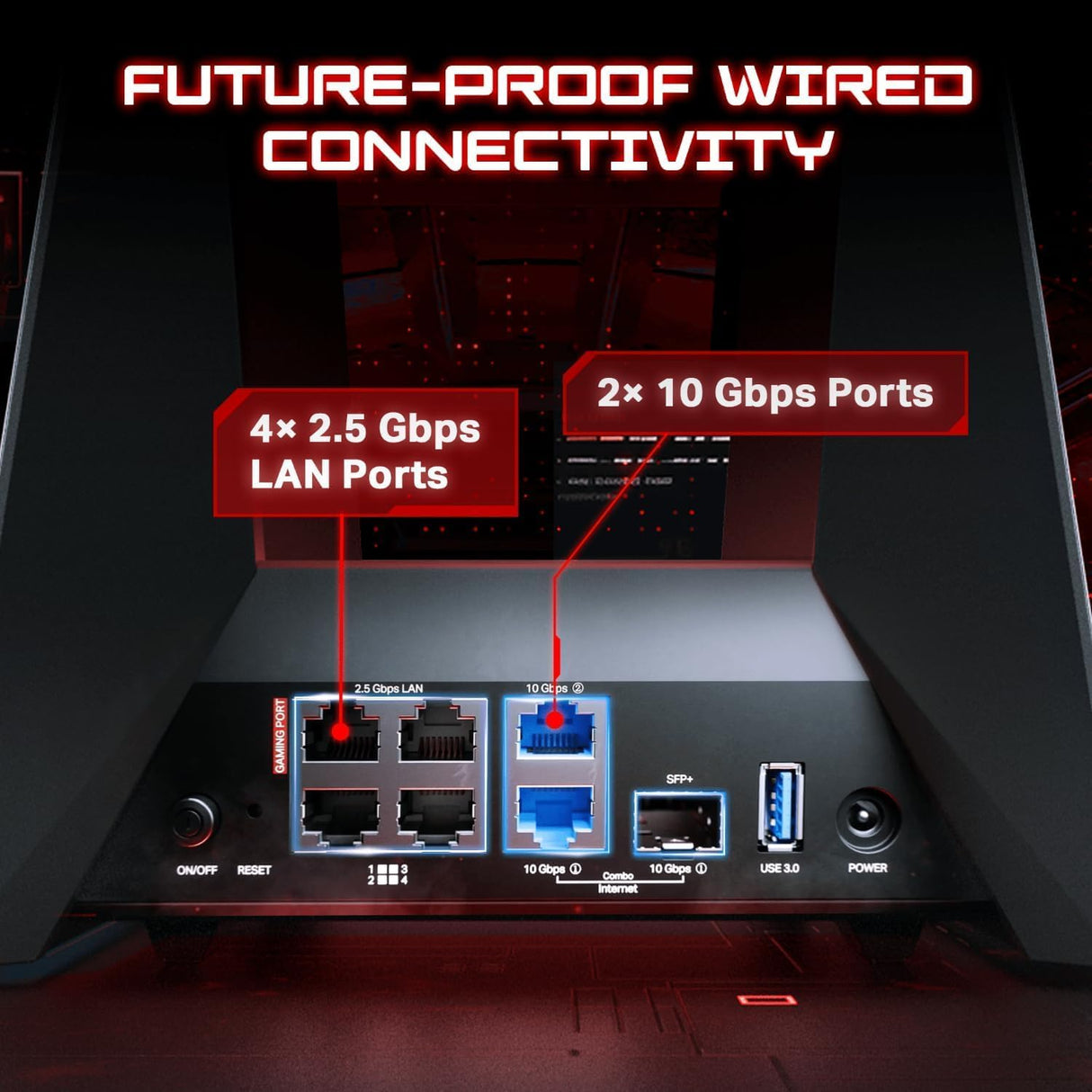TP-Link BE19000 Tri-Band Wi-Fi 7 Gaming Router Archer GE800 | 12-Stream 19Gbps | 2×10G + 4×2.5G, USB 3.0 | Turbo Acceleration, Dedicated Gaming Port & Panel, RGB Lighting | EasyMesh,