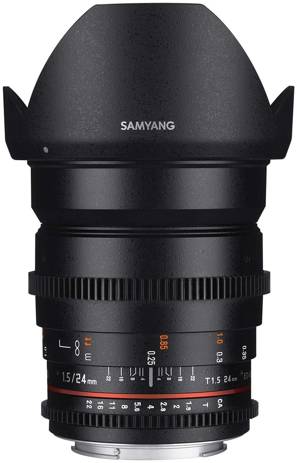 Samyang F1312810101 - Objetivo para vídeo VDSLR para Fuji X (Distancia Focal Fija 24mm, Apertura T1.5-22 ED AS IF UMC II, diámetro Filtro: 77mm), Negro