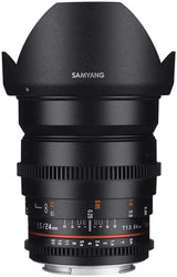 Samyang F1312810101 - Objetivo para vídeo VDSLR para Fuji X (Distancia Focal Fija 24mm, Apertura T1.5-22 ED AS IF UMC II, diámetro Filtro: 77mm), Negro