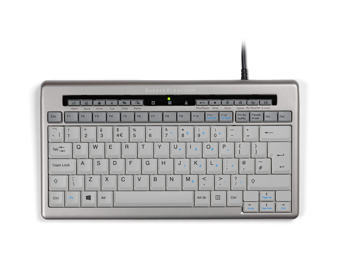 Bakker Elkhuizen S-Board 840 Design Teclado inglés USB Plata y Blanco, Plata y Blanco