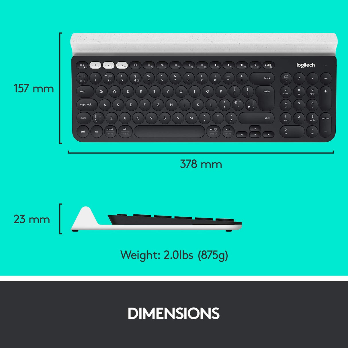 Logitech K780 RF Wireless + Bluetooth QWERTY Pan Nordic Gris, Color Blanco Teclado – Teclados (RF Wireless, Inalámbrico, Universal)