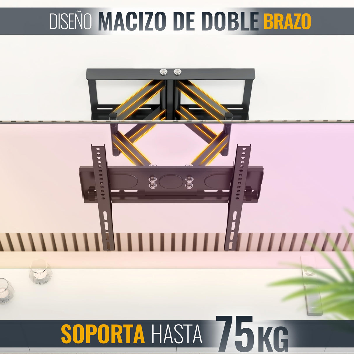 RICOO Soporte TV Pared Giratorio Inclinable Televisión 30-65" (76-165cm) R08 Brazo articulado Televisor LED/LCD/Curvo VESA 200x200-400x400