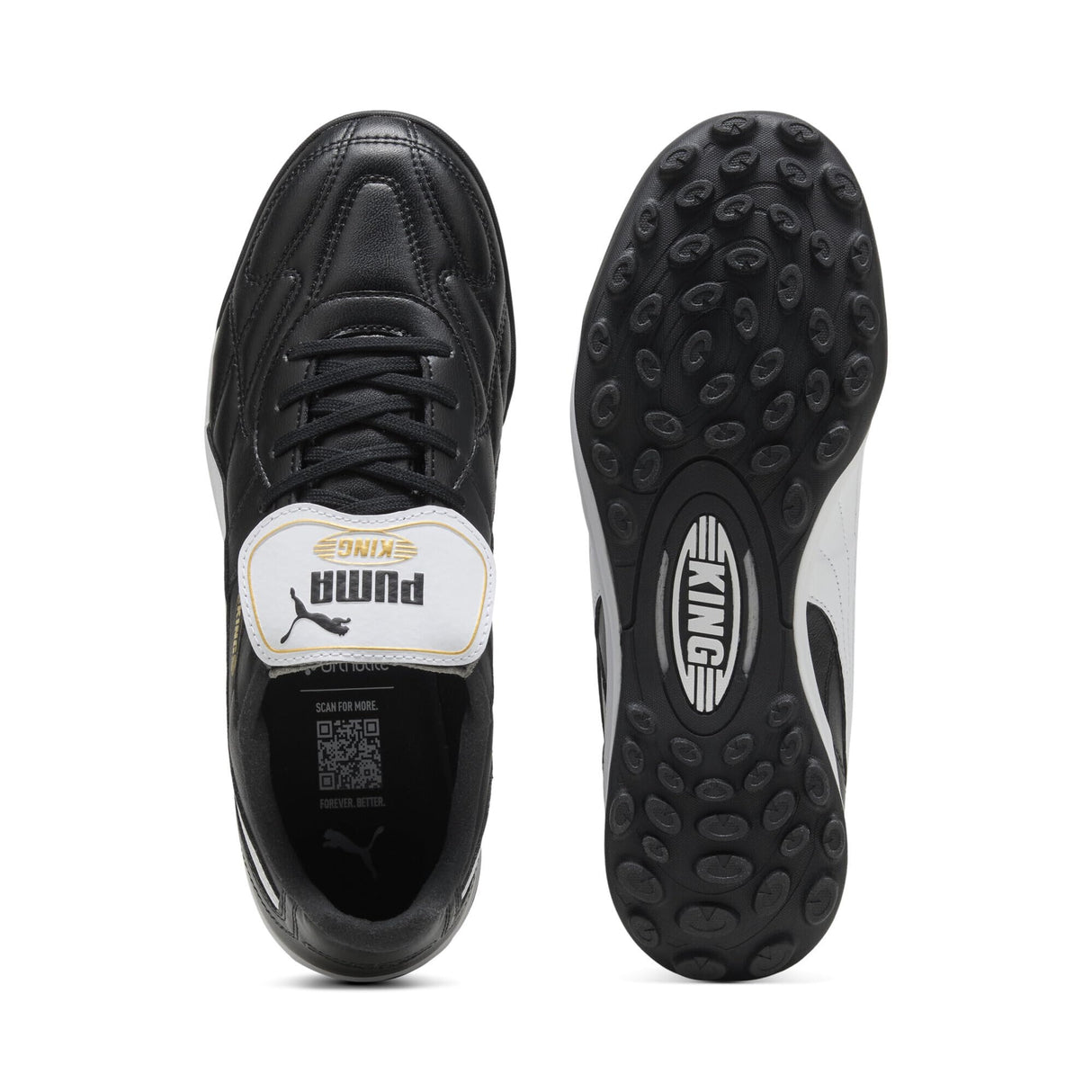 PUMA King Top TT, Zapatillas de fútbol Unisex Adulto, Negro Blanco Oro, 42 EU