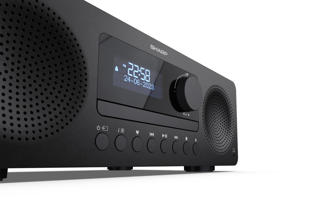 SHARP XL-B720D(BK) Tokyo All in One Soundsystem con Radio Dab, Dab+, FM, Bluetooth, CD-MP3, reproducción USB, Conexión de Auriculares, y 60W, Color Negro