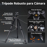 Rollei Rock Solid Beta Mark III, 178,5cm Tripode Fibra de Carbono Trípode Cámara Negro con Capacidad de Carga de 24kg Camera Tripod Flexible con Función de Monopié para Fotografía Profesional
