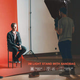 NEEWER Soportes Luz 3m Acolchado Resorte Pro Tarea Pesada Collares de Bloqueo de Metal Juego de 2 (Acabado Negro) con Bolsa de Transporte y Saco de Arena para Fotografía Video