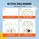 VEVOR Climbing Dome, Jungle Gym Supports 750 lbs. and Easy Assembly, 12-Foot Geometric Play Centre for Kids 3-10 Years Old, with Climbing Grip, Outdoor Playground Equipment