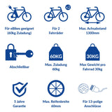 Westfalia Portabicicletas Bikelander para Enganches | Incluye Bolsa; portabicicletas para 2 Bicicletas; apto para Bicicletas Eléctricas; plegable | Luces híbridas LED