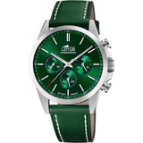 Lotus Reloj Hombre 18990/3 Chrono Caja de Acero Inoxidable 316l Plateado Correa de Piel Verde