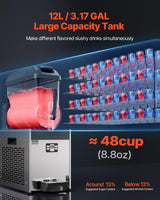 VEVOR Máquina de Granizados Comercial Máquina para Hacer Batidos Tanque de 12 L Máquina para Hacer Granizados de Acero Inoxidable de 48 Tazas para Fiestas en Hogar, Restaurantes, Cafeterías, Bares