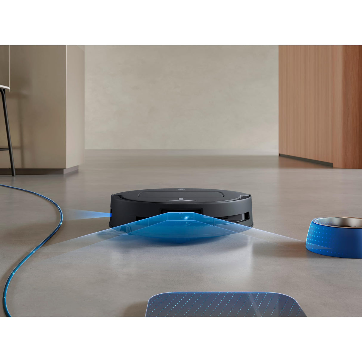 ECOVACS DEEBOT T80 Omni Robot Aspirador Fregasuelos, 18000 Pa, Auto Secado y Lavado Instantáneo con Agua a 40-75 °C, Mopa OZMO Roller, ZeroTangle 3.0 Antienredos, Negro