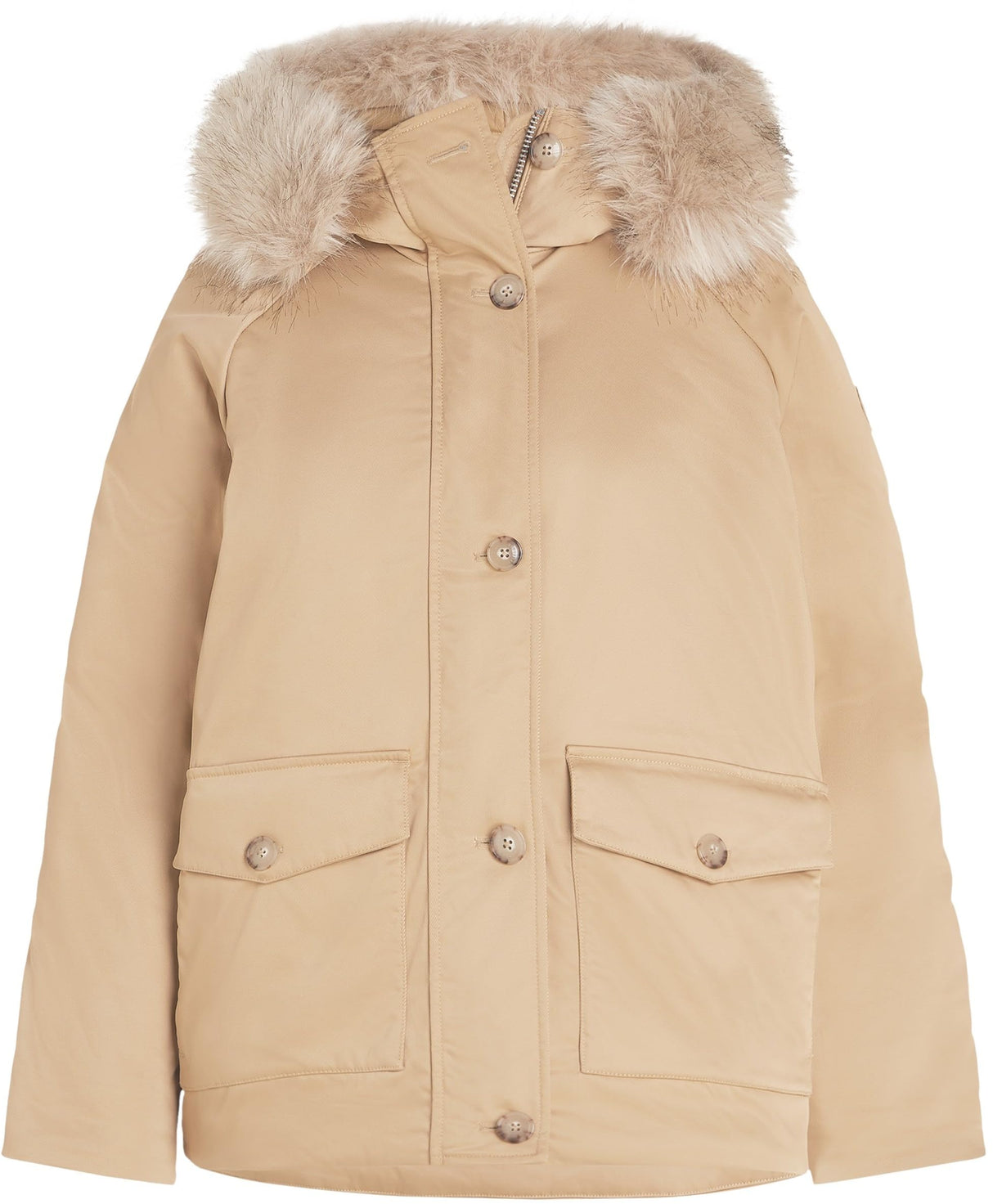 Tommy Hilfiger Parka Mujer Padded Parka With Fur con Botones, Verde (Classic Khaki), M