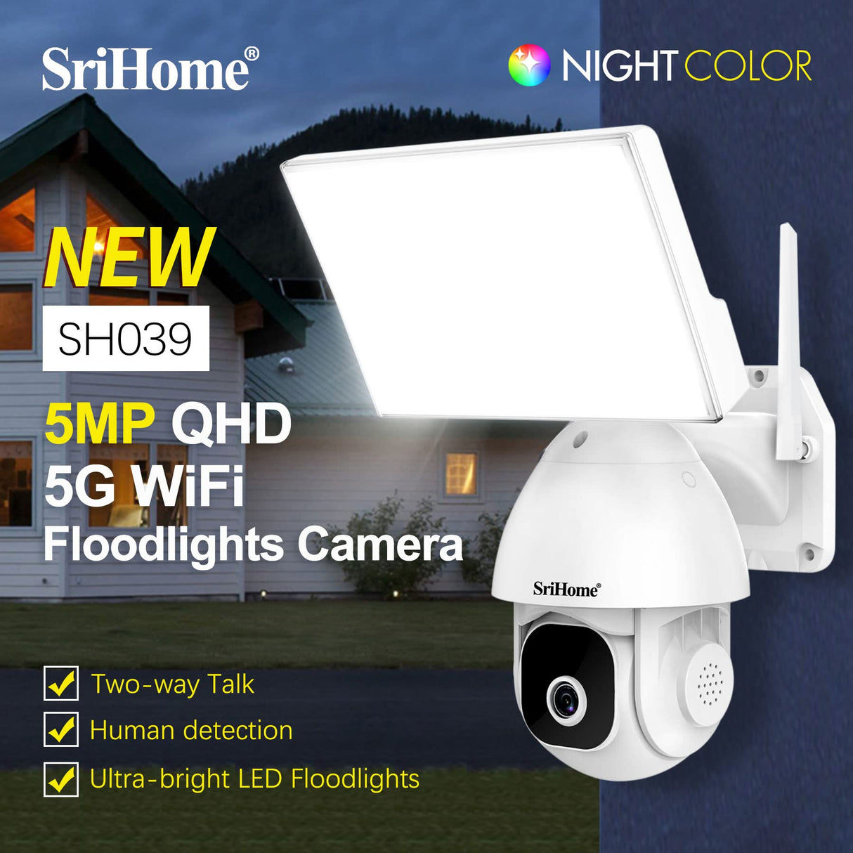 SRIHOME SH039 Audio: Built-in 5 megapíxeles WiFi Starlight Ap Hotspot SD Card