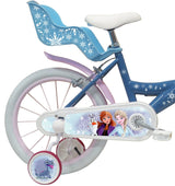 JNHCD Vélo Reine Des Neiges 16'' Fille Casque. Bicicleta de 16 Pulgadas para niños, Frozen y Casco, Azul y Blanco