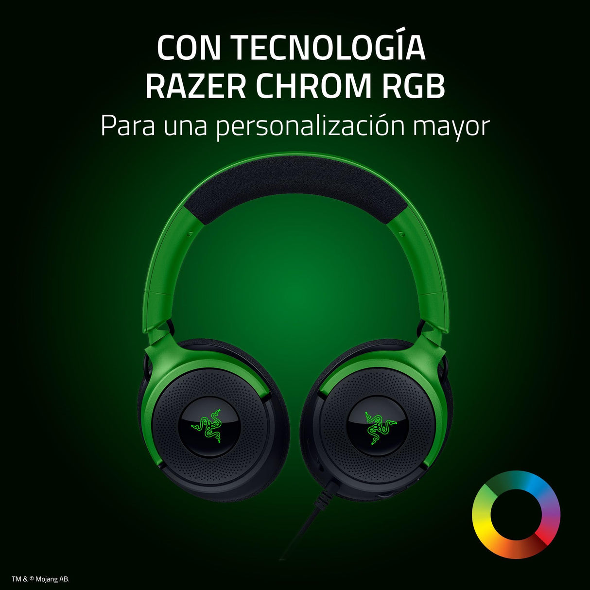 Razer Kraken V4 X Minecraft Edition - Auriculares USB con Cable para Juegos de PC (Controladores 40mm, micrófono cardioide retráctil, Sonido Envolvente, Chroma RGB, para PC y Consola) Minecraft