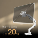 BenQ BSH02 Ergo Brazo de Monitor – Soporte de Gas para Pantallas hasta 45", 20 kg, Montaje Rápido, Estable, Abrazadera y Ojillo, Placa Refuerzo, VESA 75x75 / 100x100 mm