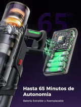 Proscenic P16 Aspiradora sin Cable 55Kpa/550W/65Mins, Aspiradora Escoba Vertical con Tubo Plegable, Cepillo Anti-Enredo y Pantalla Táctile LED para Suelo/Alfombra/Pelos de Mascotas