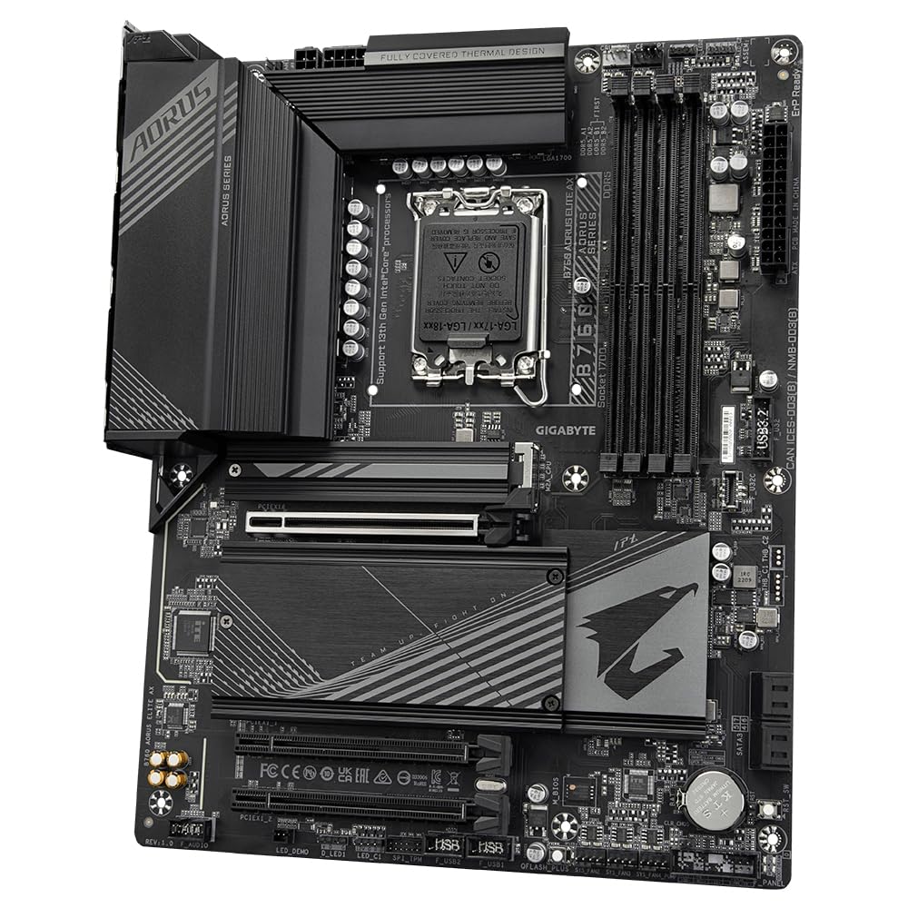 GIGABYTE B760 AORUS ELITE AX Placa base - Soporta CPUs Intel Core de 14ª generación, VRM de 12+1+1 fases, hasta 7800MHz DDR5 (OC), 1xPCIe 4.0 + 2xPCIe 3.0 M.2, Wi-Fi 6E, LAN de 2.5GbE, USB 3.2 Gen 2