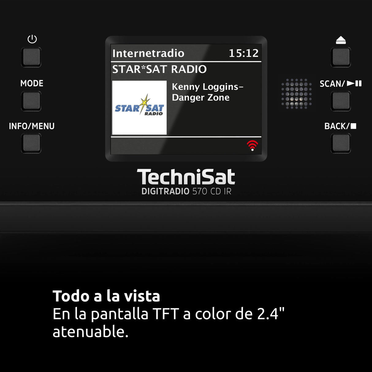 TechniSat DIGITRADIO 570 CD IR – Radio por Internet estéreo DAB+ (reproductor de CD, WLAN, FM, Bluetooth, Spotify, streaming por Wifi, USB, alarma, AUXin, ecualizador, mando a distancia, 2 x 5 W)