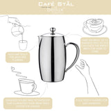Café Stål Cafetiere, acero inoxidable, 12-Cup