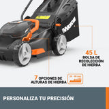 WORX Cortacésped 40V Máx. (2x20V) | PowerShare | WG743E | Incluye 2 baterías 4Ah y Cargador Doble | 40 cm | Ajuste de Altura | 6 Posiciones y 45 L de depósito