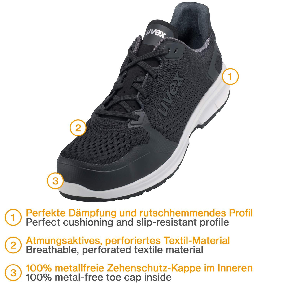 Uvex 1 Sport Calzado de Trabajo S1 SRC ESD | Zapatos de Seguridad con Punta Ligera y Sin Metales - para Mujeres y Hombres