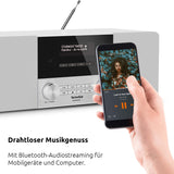 TechniSat DIGITRADIO 4 - Radio Dab estéreo (Dab+, FM, Bluetooth, Entrada para Auriculares, Entrada Auxiliar, Pantalla OLED, 20 W RMS, Altavoz Elac) Blanco