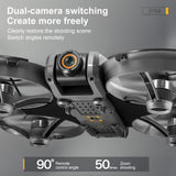 OBEST Drone con cámaras dobles, control remoto de pantalla de 4,5 pulgadas, juguete volador con luz nocturna LED, cámara ajustable de 90°, con tarjeta SD, 2 baterías