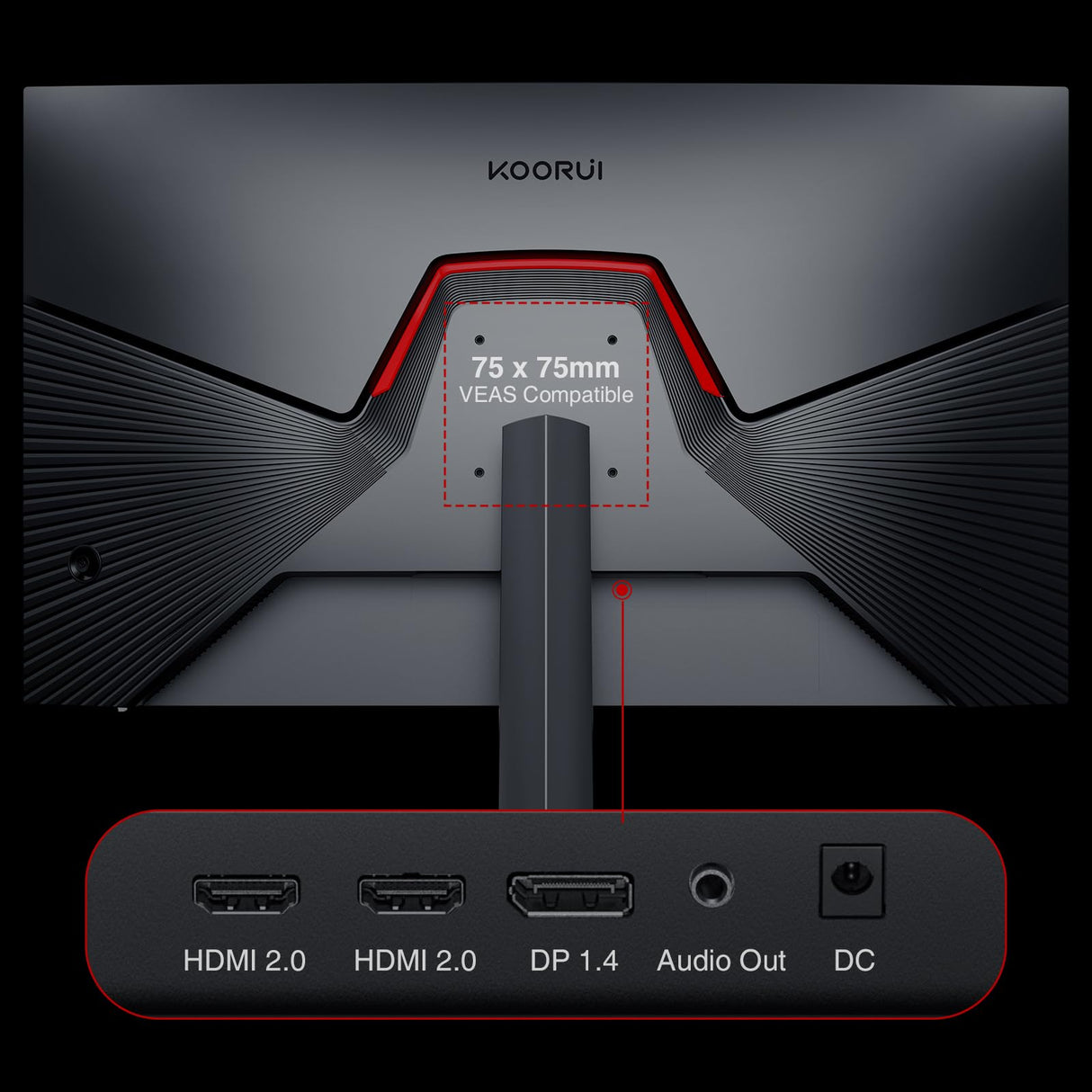 KOORUI Monitor 27 Pulgadas,Monitor Gaming 240Hz, Pantalla Ordenador FHD, 1ms, Adaptive Sync (1920 x 1080p, DCI-P3 90%, SRGB 100%, HDMI, DisplayPort, VESA 75x75)