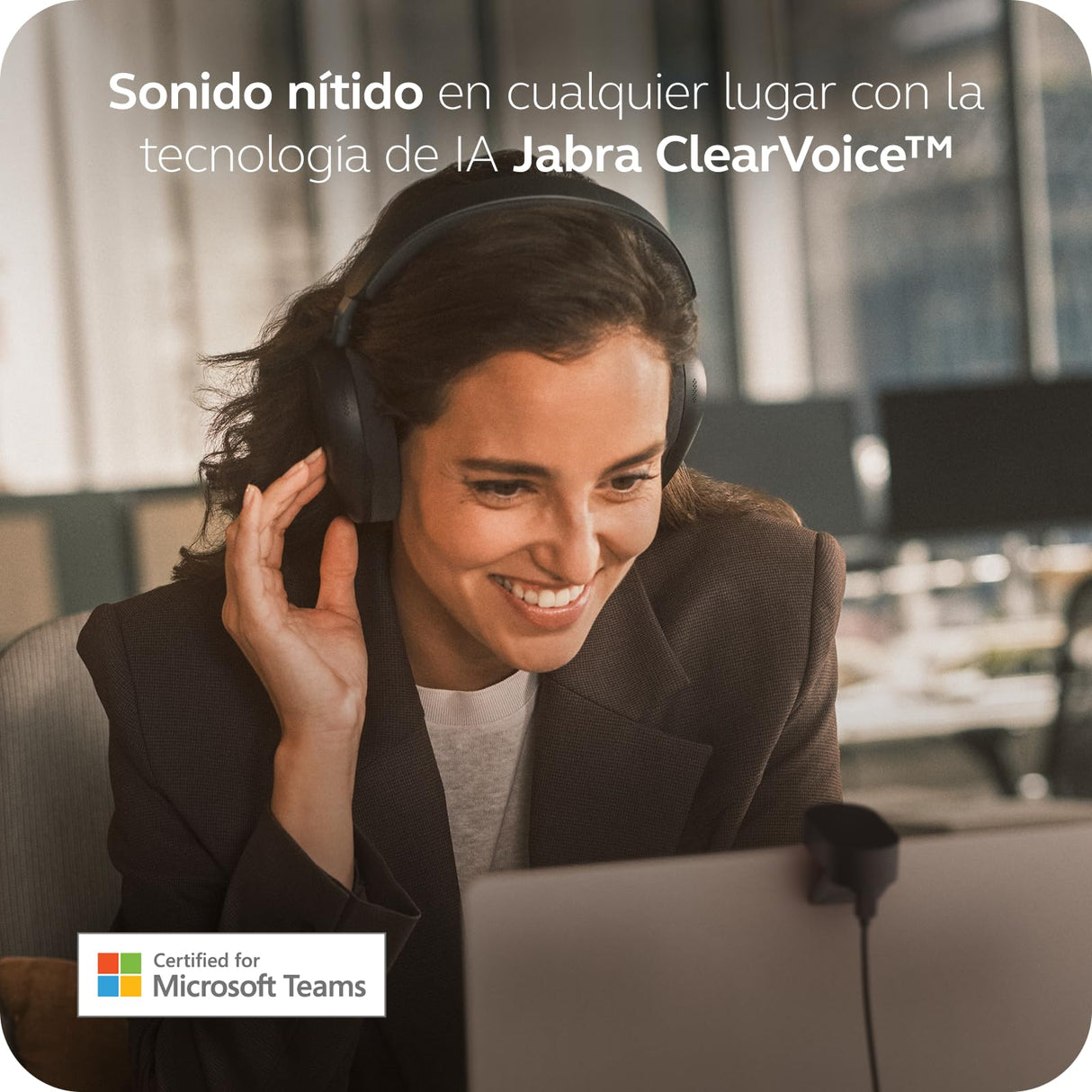 Jabra Evolve3 85 Auriculares Over-Ear Bluetooth Inalámbricos con Micrófono y Base Carga para Trabajo, USB-A, IA Llamadas, ANC Adaptativa, 25h Batería, MS Teams Certificado, Negro