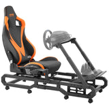 VEVOR Soporte para Volante de Carreras con Ruedas para Logitech G923/G920/G29, Cabina de Simulador de Conducción de Acero Resistente, Pedal Ajustables, Carga Máxima de 150 kg, 1480 x 790 x 1160 mm