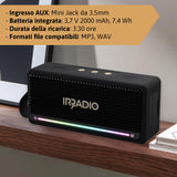 IRRADIO IR-M5 Classic, Altavoz portátil Potente, Doble Controlador de 50 mm, subwoofer pasivo, 20 W de Potencia. Sonido equilibrado, iluminación LED RGB, Grado de impermeabilización IPX7, función